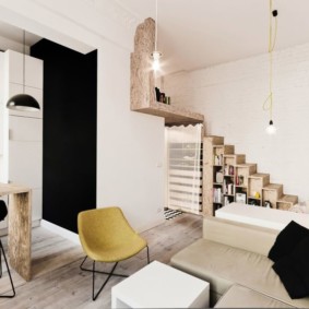 loft style studio apartment decor photo