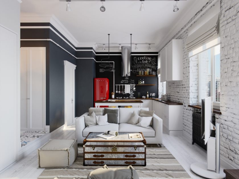 loft style studio apartment design ideas