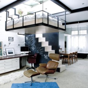 loft style studio apartment design na larawan