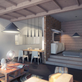 loft style studio apartment design photo