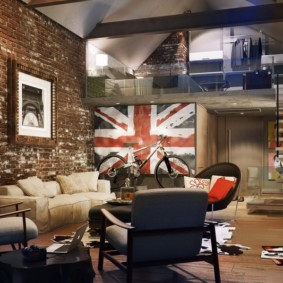 loft style studio apartment interior photo