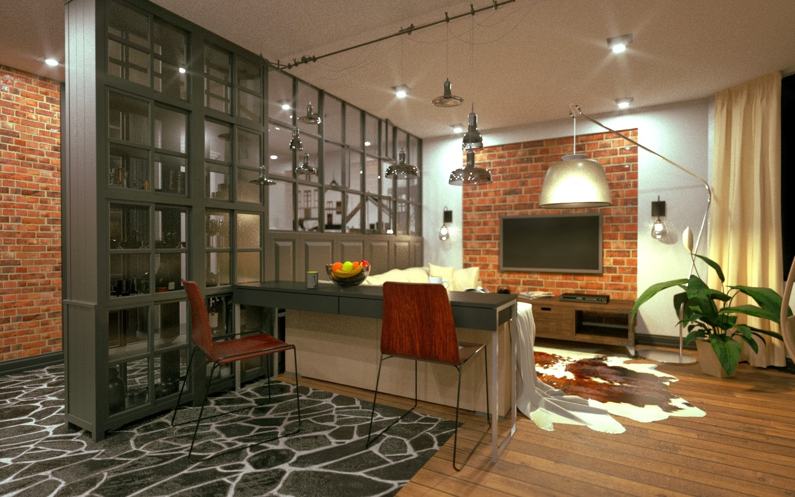 loft style studio apartment