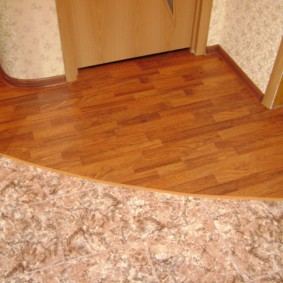 linoleum in the apartment with parquet