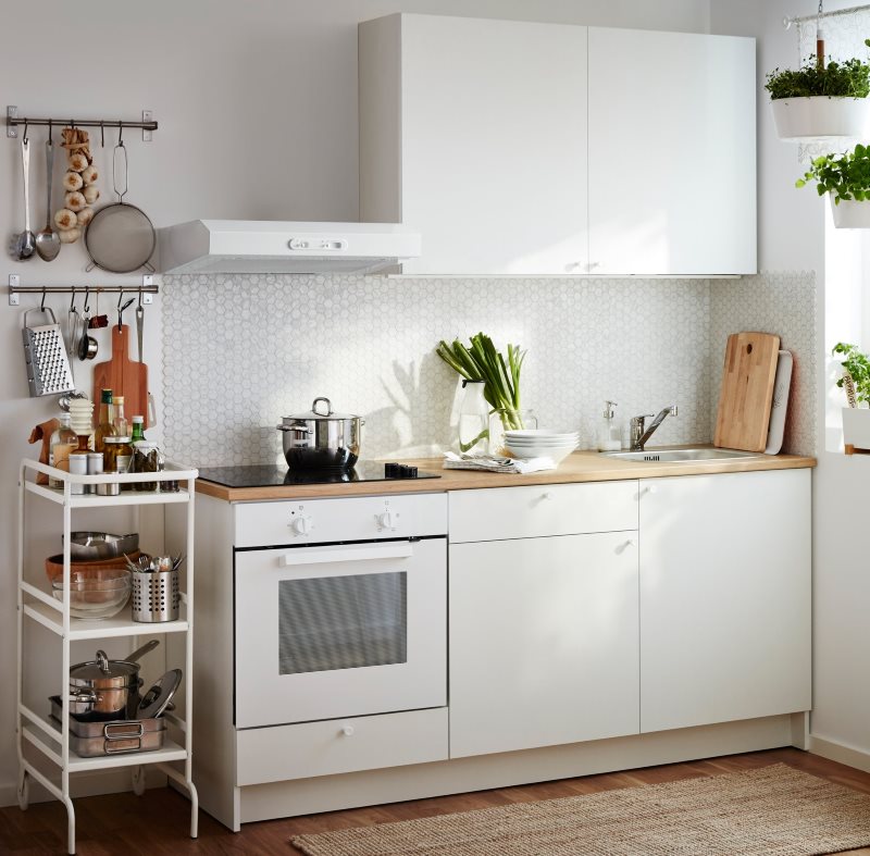 Lineaire witte keuken in een moderne stijl