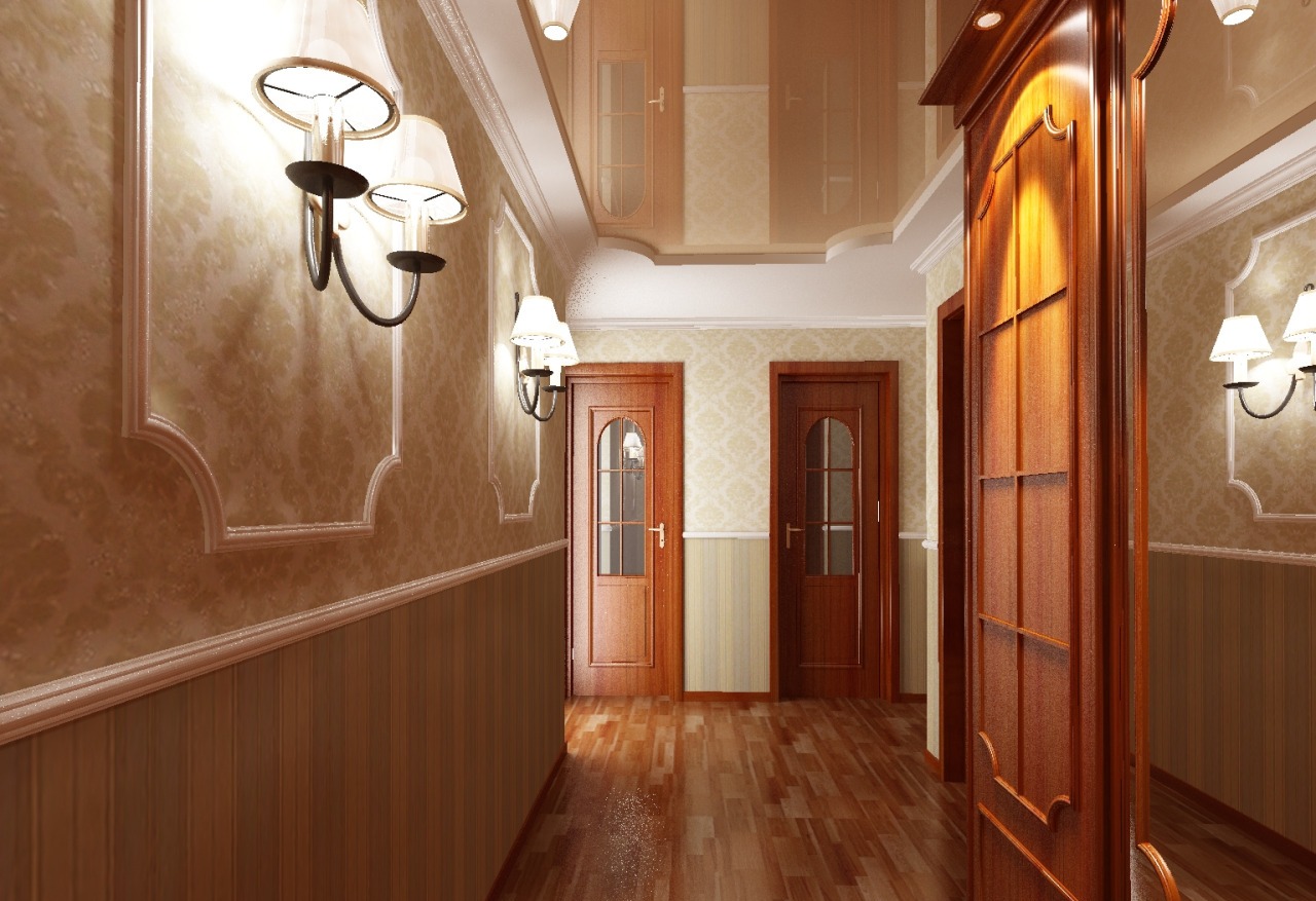 stretch ceiling in the corridor photo design