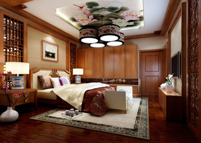 Ķīniešu stila guļamistabas griestu lampa