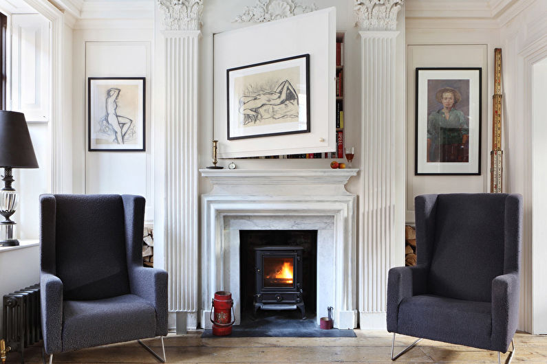 neoklasicisma stils dzīvokļa interjera foto interjerā