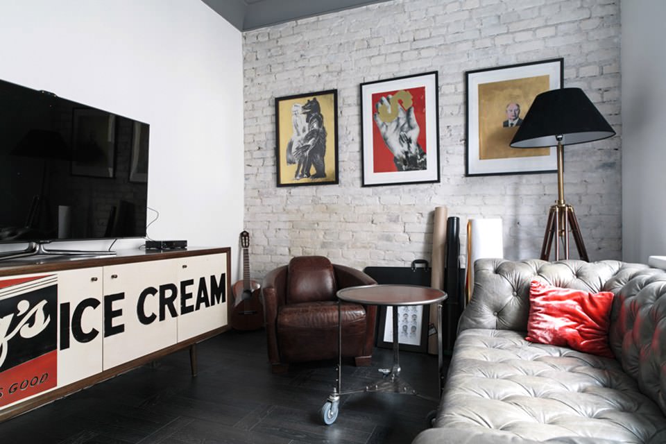 studio apartment sa mga ideya ng larawan ng loft style