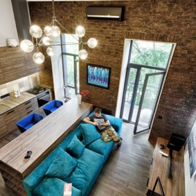 studio apartment sa interior style ng loft