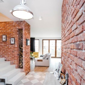 decoration of the apartment under a decorative brick interior photo