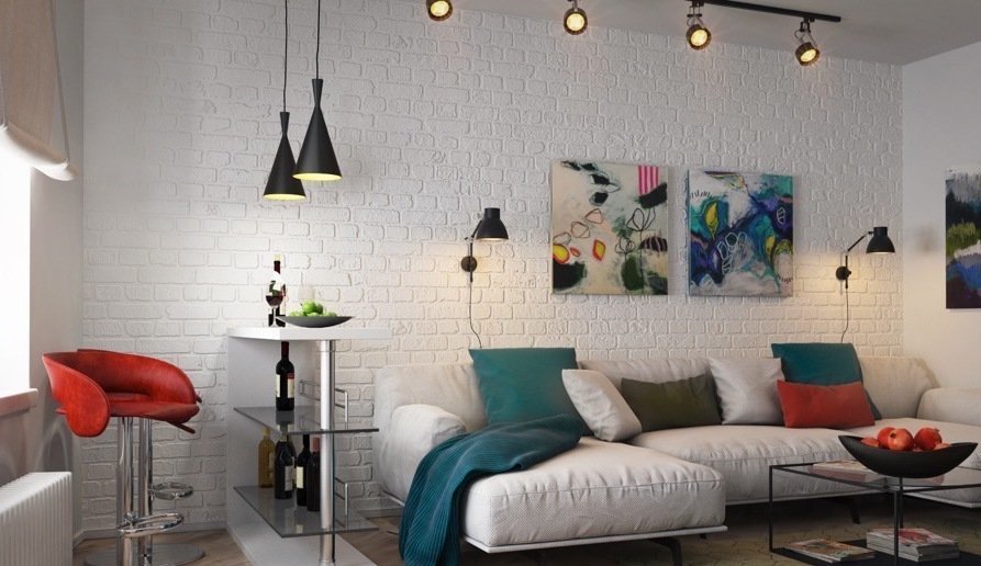 decorarea apartamentului sub o idee interioară din cărămidă decorativă