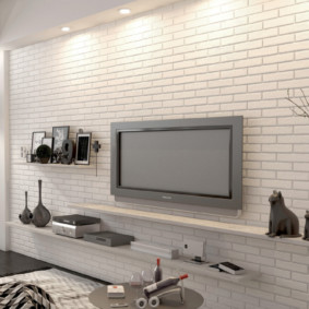 decoration of the apartment under a decorative brick decor photo