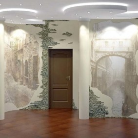 sienu apdare ar dekoratīvā akmens foto skatiem