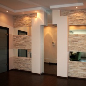 wall decoration with decorative stone types of photo