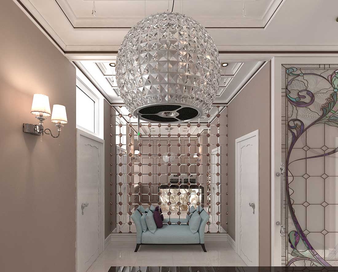 kisame chandelier sa interior ng larawan ng pasilyo