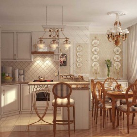Projeto da cozinha em um apartamento no estilo provence