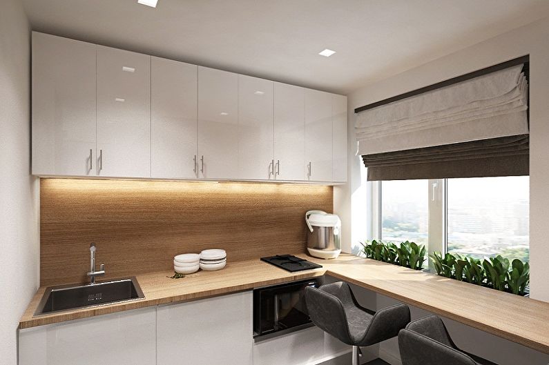 Kompakt konyha kialakítása a minimalizmus stílusában