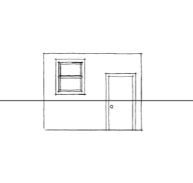 Horizonlijn in een keukenillustratie in perspectief