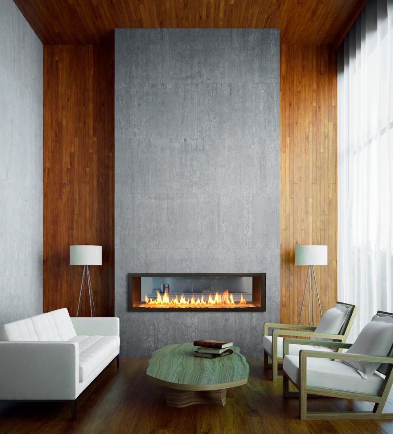 Gray fireplace in a small modern style living room