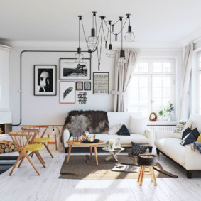 Fotografie de decor pentru camera de zi în stil scandinav