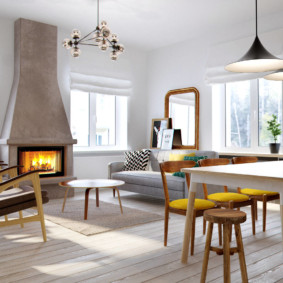 Skandináv stílusú a nappali belső fotó