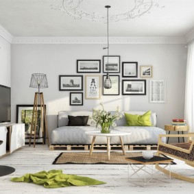 Stile scandinavo nella foto degli interni del soggiorno