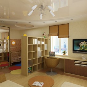 kombinácia dizajnu obývacej izby a detského dizajnu