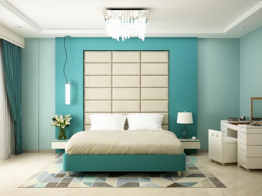 loại phòng ngủ màu ngọc lam của thiết kế