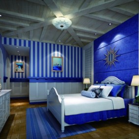 hálószoba kék dekorációval