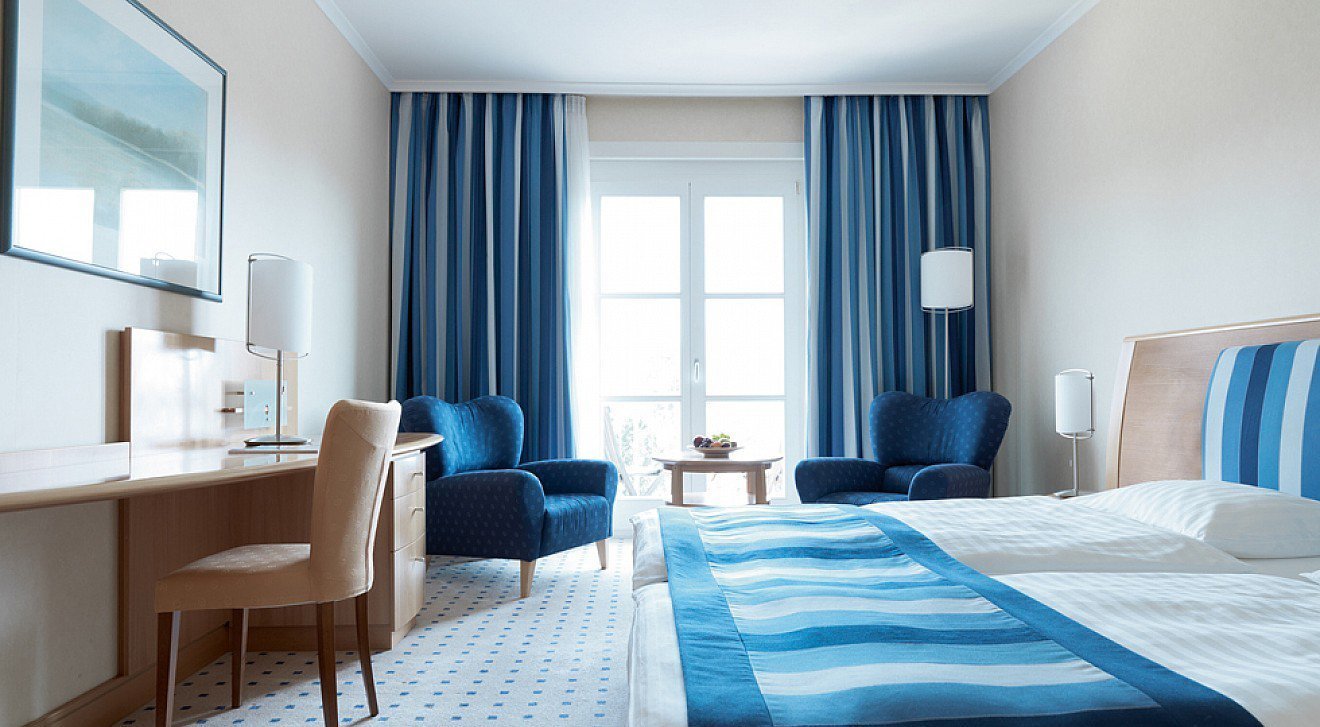 bedroom in blue photo interior