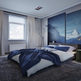 slaapkamer in blauw interieur