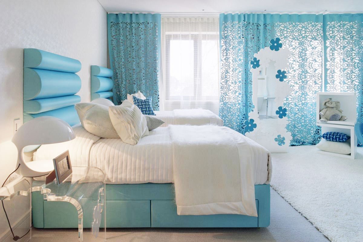 zils guļamistabas dekors