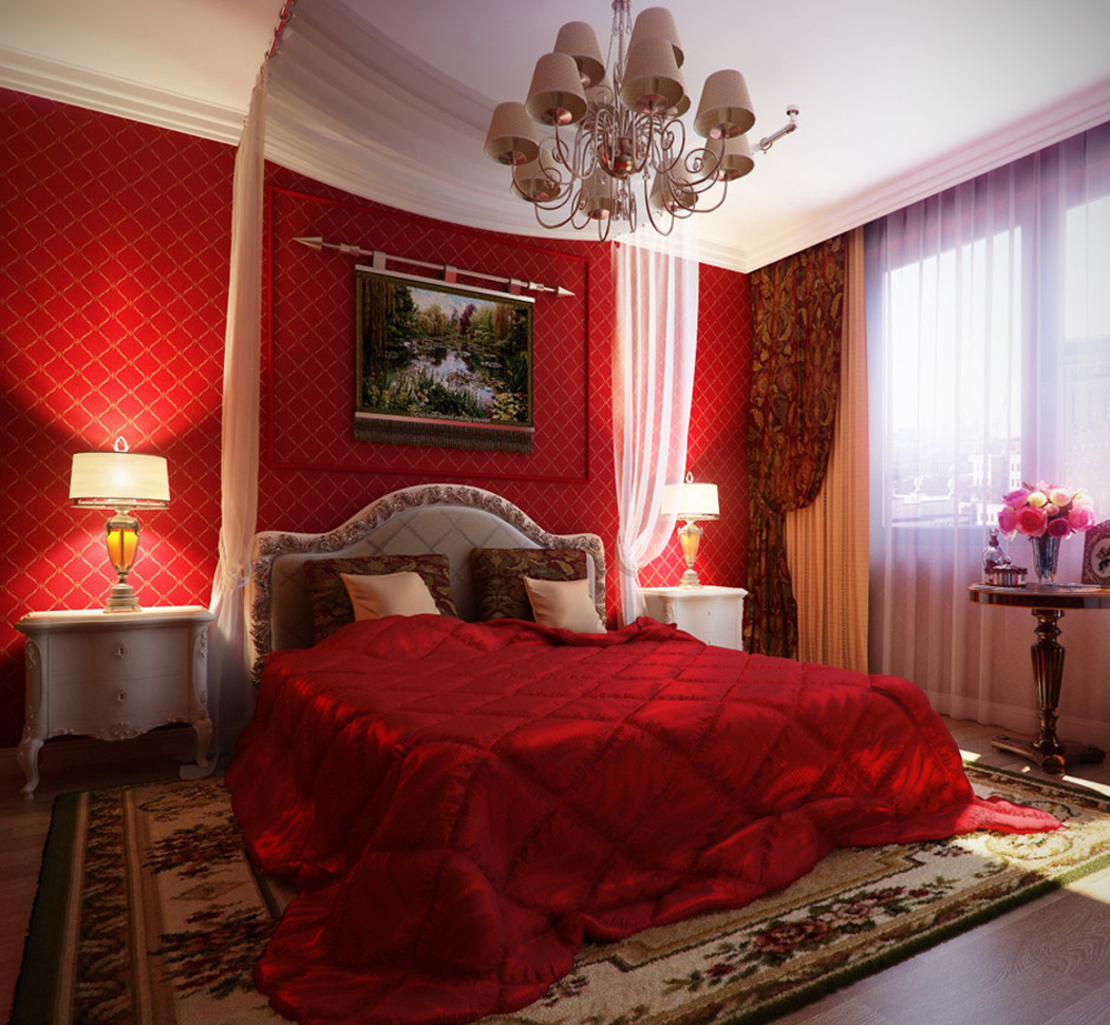 kırmızı yatak odası dekor