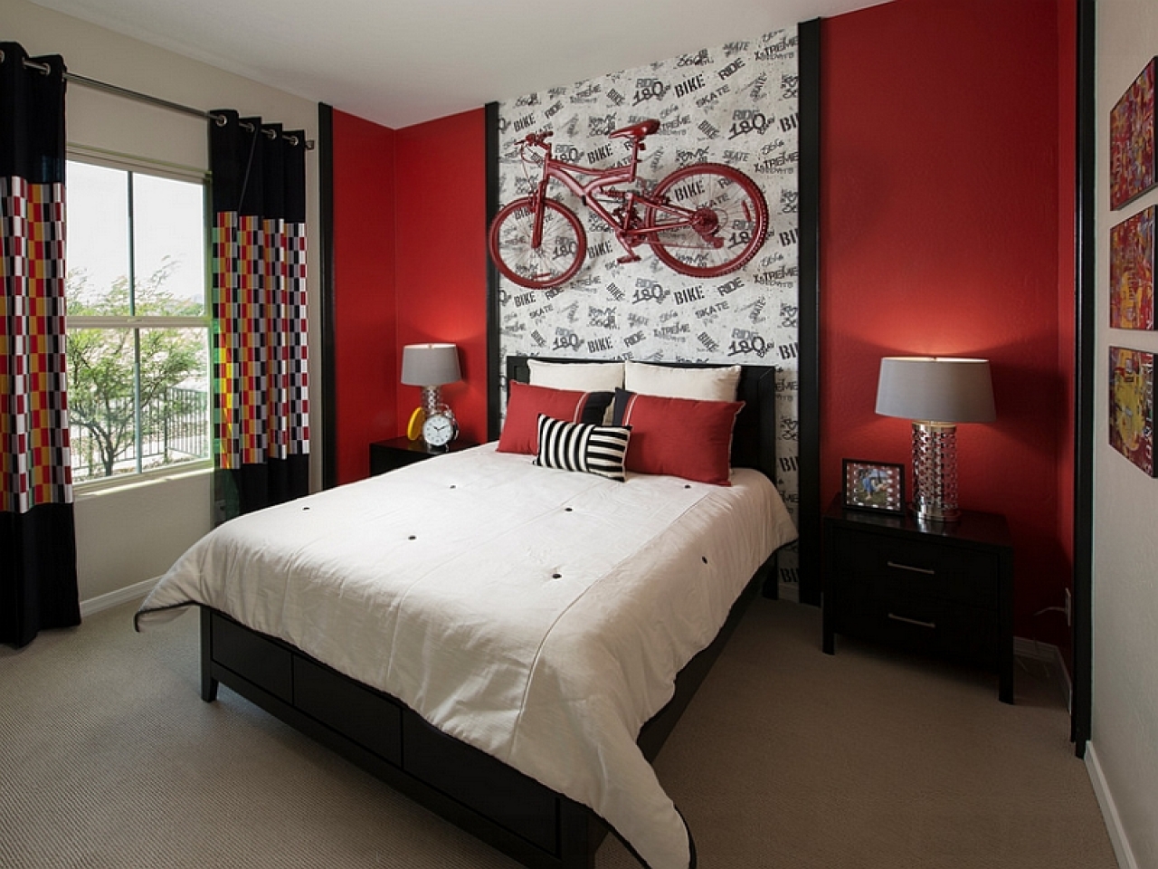 kırmızı yatak odası tasarım fotoğraf