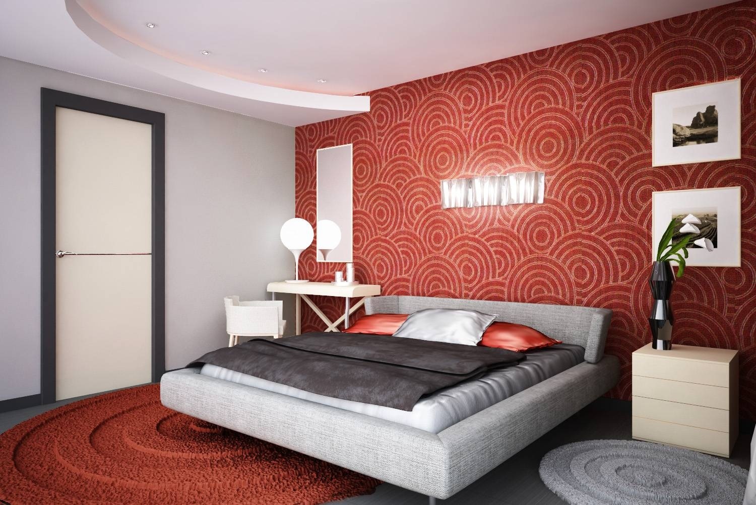 kırmızı yatak odası dekor fikirleri