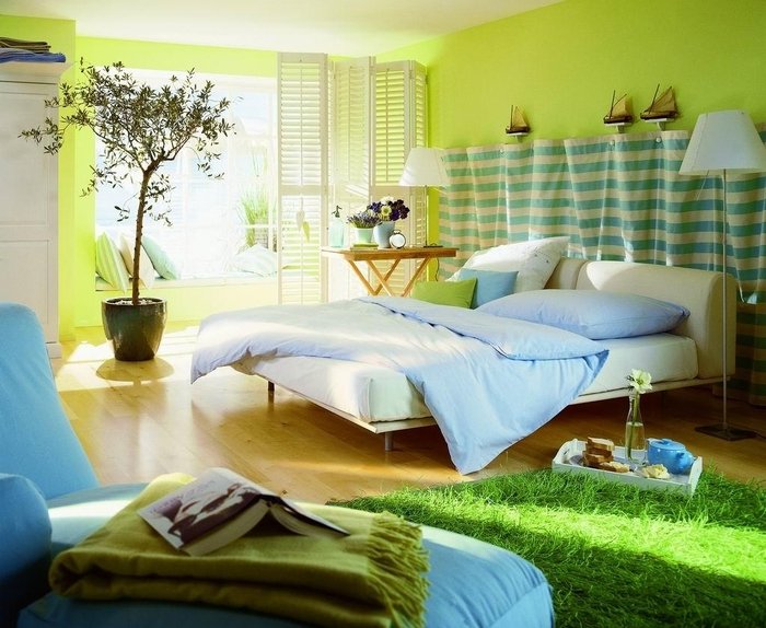 yeşil yatak odası tasarım fotoğraf
