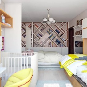 dormitor și copii într-o fotografie de decor cu o cameră