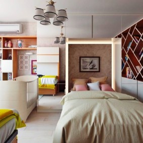 bedroom and children's room in one room design