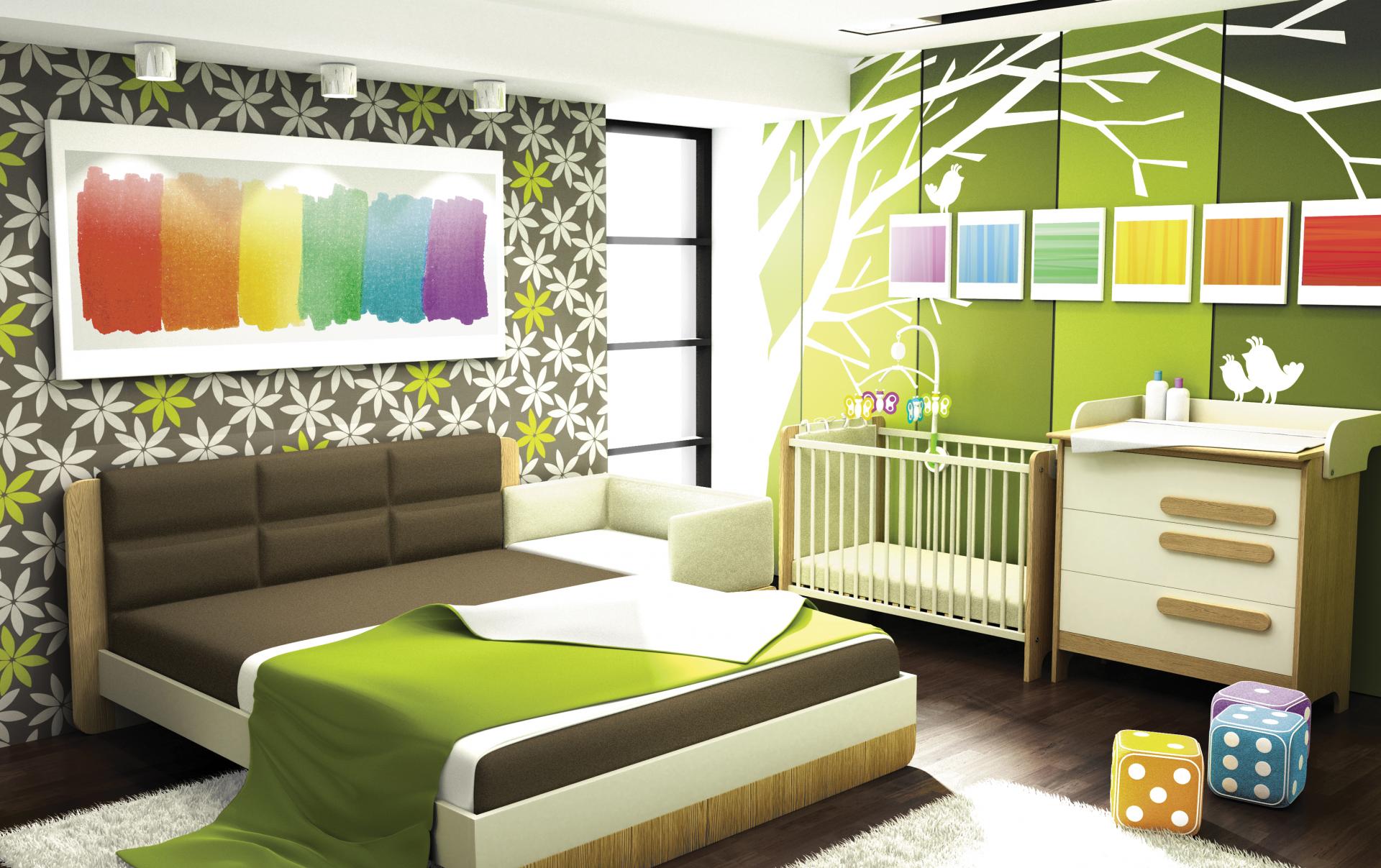 dormitor și cameră pentru copii în aceleași idei de proiectare a camerei