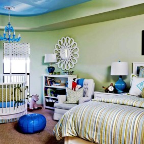 bedroom and children's room in one room design ideas