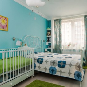 miegamasis ir vaikų kambarys viename kambaryje