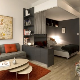 vardagsrum och sovrum i samma rumfotodesign