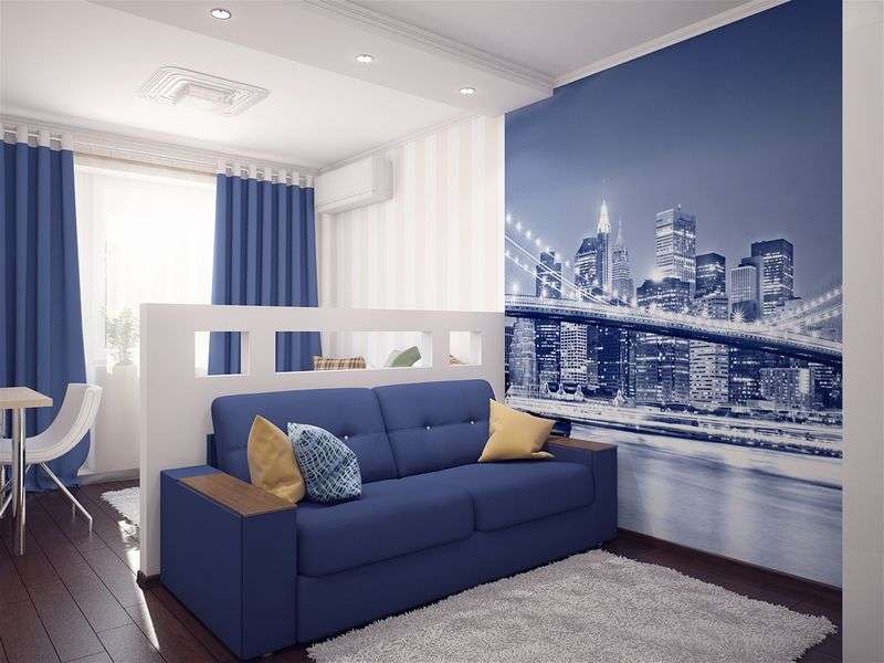 obývacia izba a spálňa v jednej miestnosti nápady interiéru