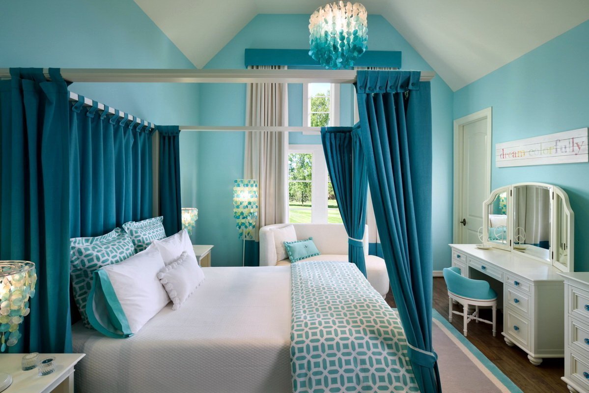 turquoise bedroom photo interior
