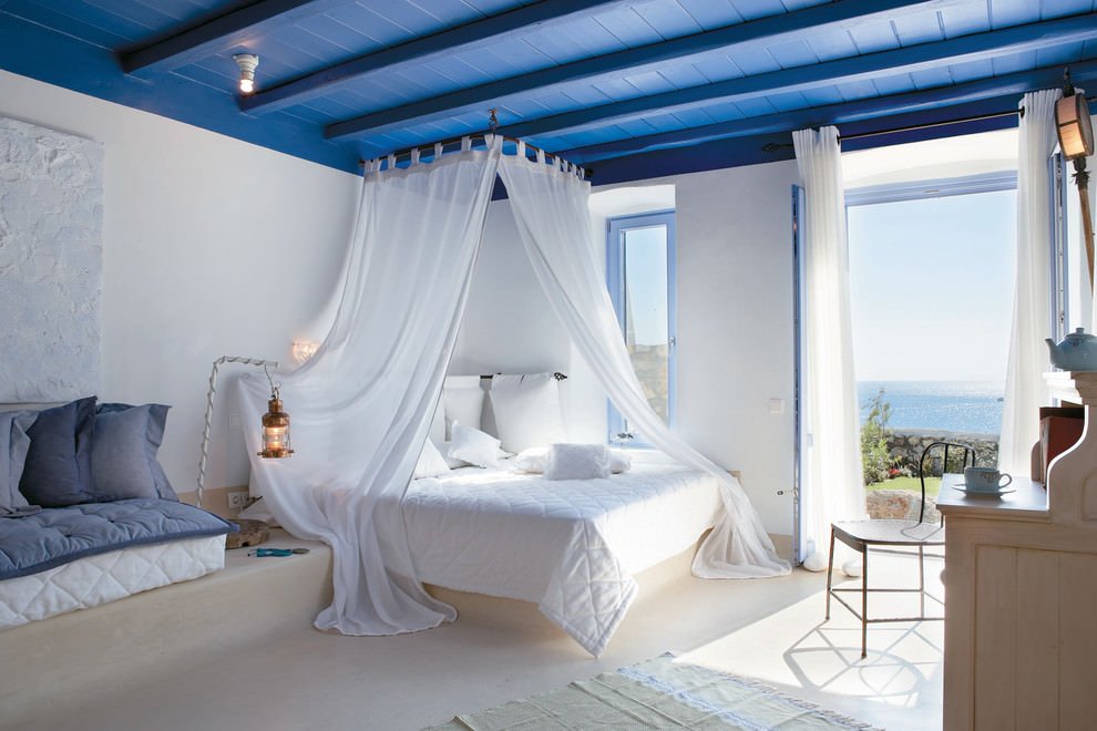 hálószoba kék design fénykép