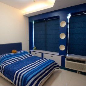 phòng ngủ trong ý tưởng thiết kế màu xanh