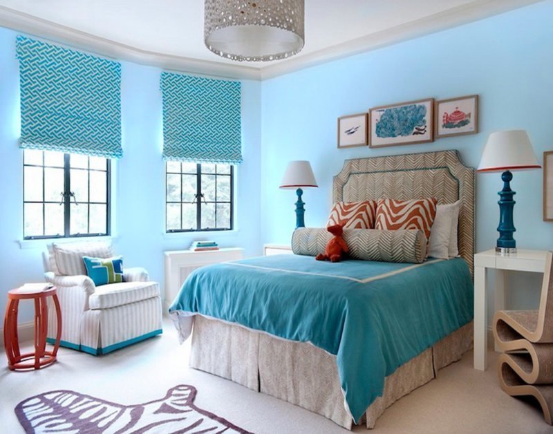 zils guļamistabas dizains