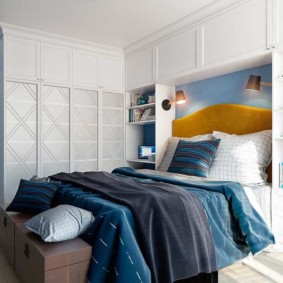 guļamistaba zilā foto dekorā