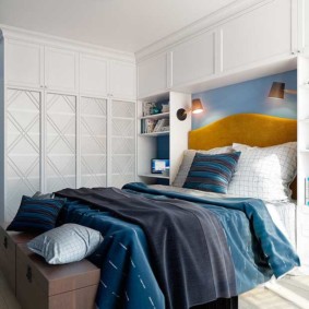 chambre dans un décor photo bleu