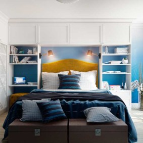 bedroom in blue color design photo